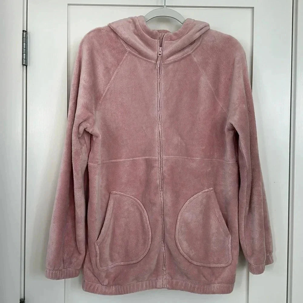 Athlete Girl Tunic length pink fleece jacket